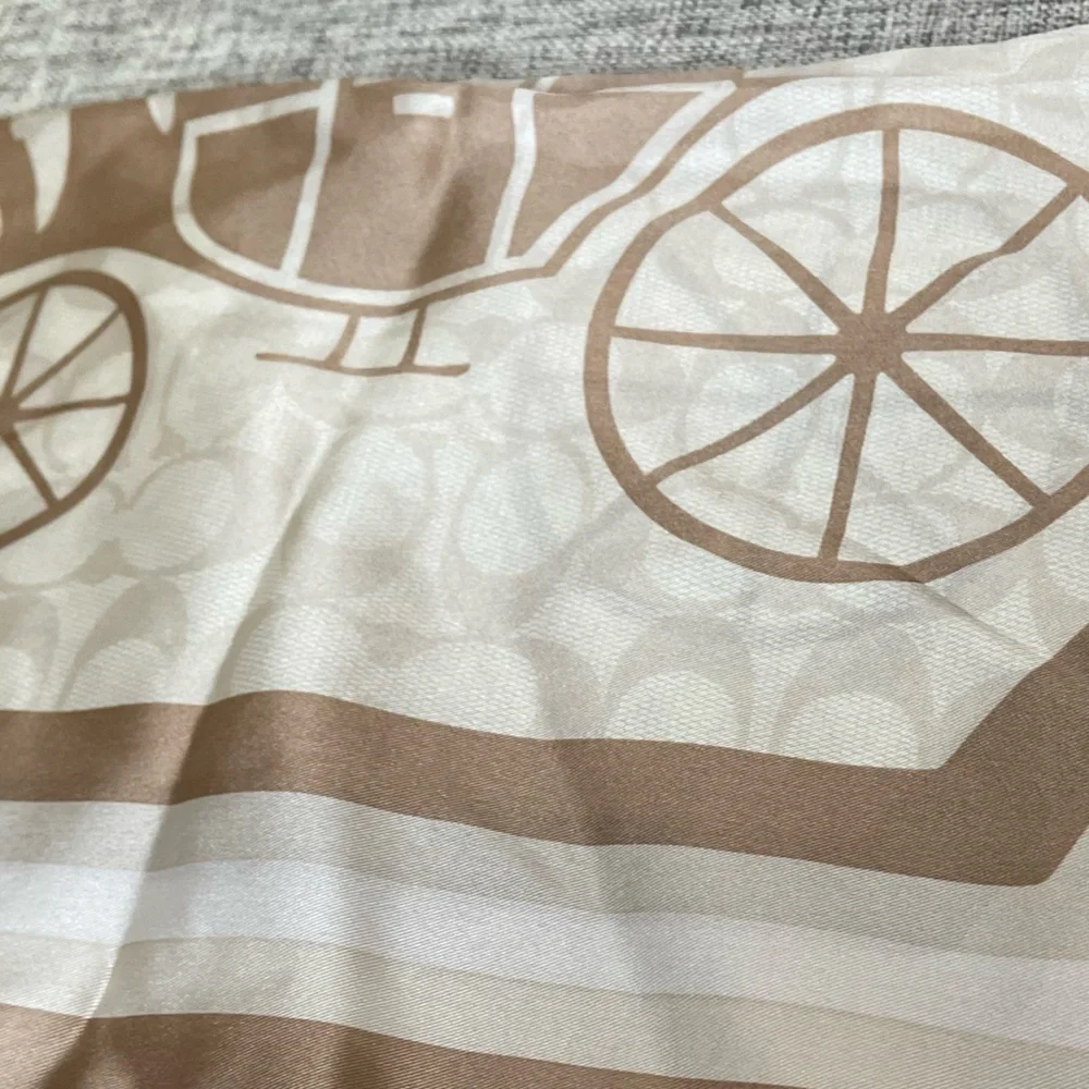 $99 COACH Sage Signatures Horse And Carriage Silk Square Scarf - Picture 5 of 7